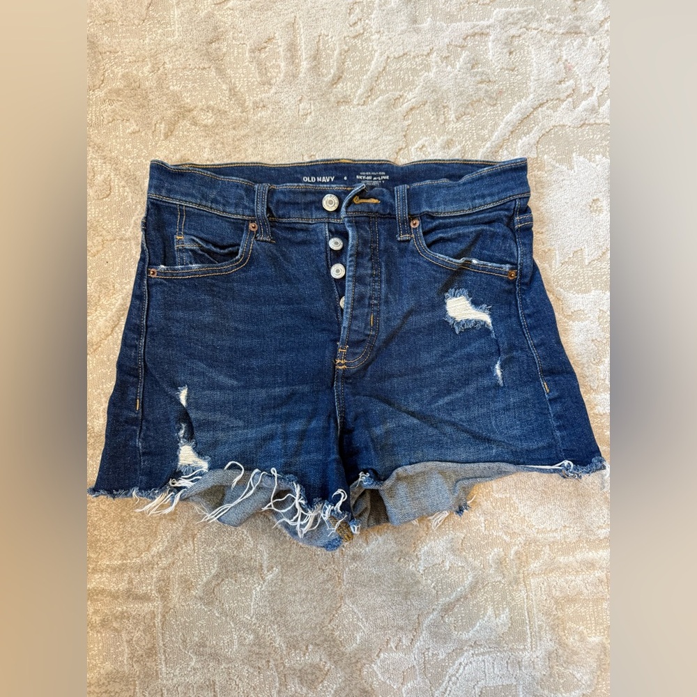 Old Navy Dark Blue Distressed Denim Cutoff Shorts